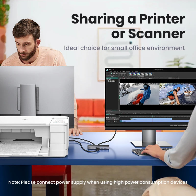 UGREEN USB Switch USB 3.0 Switcher Switch for PC Keyboard Mouse Printer 2 PCs Sharing 4 Devices USB Switch