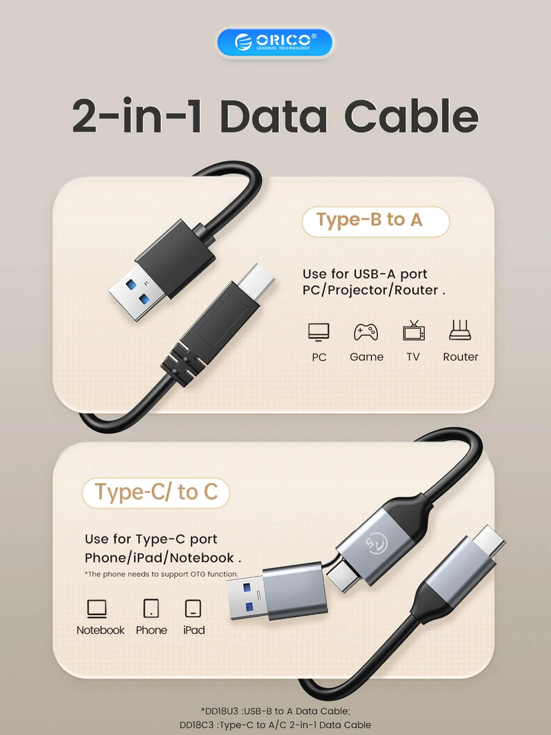 ORICO SATA to USB3.0 Hard Disk Docking Station for 2.5" 3.5" SSD Disk Case  5Gbps Speed HDD Docking Station Hard Drive Enclosure