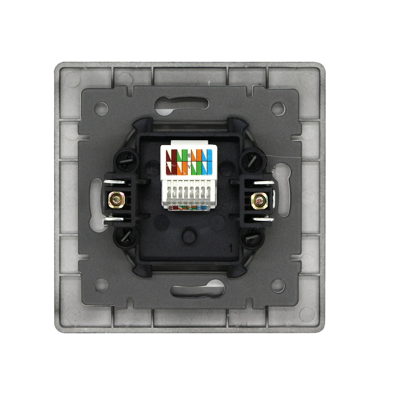 BSEED EU Standard Internet Socket CAT6 Type RJ45 Wall Socket Glass Panel Network Socket For Computer