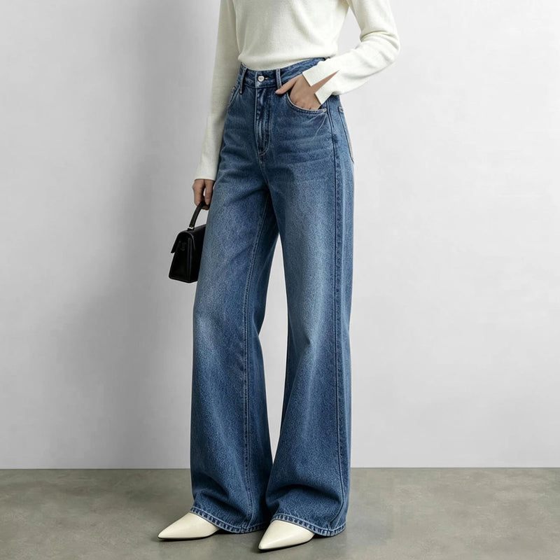 Amii Vintage Flared Jeans High Waist Slimming Denim Pants for Women 100% Cotton Autumn 2026  Loose Fit Casual Trousers 12643041