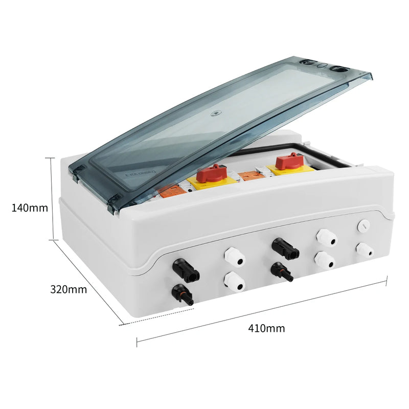 Solar Photovoltaic PV Combiner Box With Lightning Protection 2 Input 2 Out DC 1000V Fuse MCB SPD Waterproof Box IP65 18ways