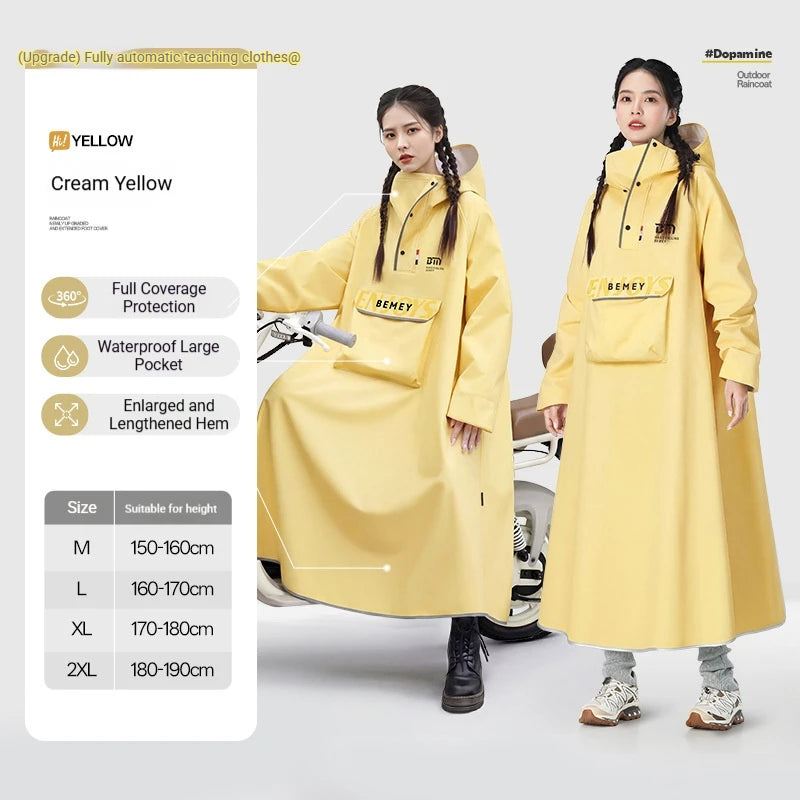 អាវភ្លៀងវែងពេញរាងកាយ ការពារព្យុះភ្លៀង សម្រាប់មនុស្សធំ អាវភ្លៀងសម្រាប់ម៉ូតូអាគុយ សម្រាប់បុរស និងស្ត្រី សម្រាប់រថយន្តអគ្គិសនី