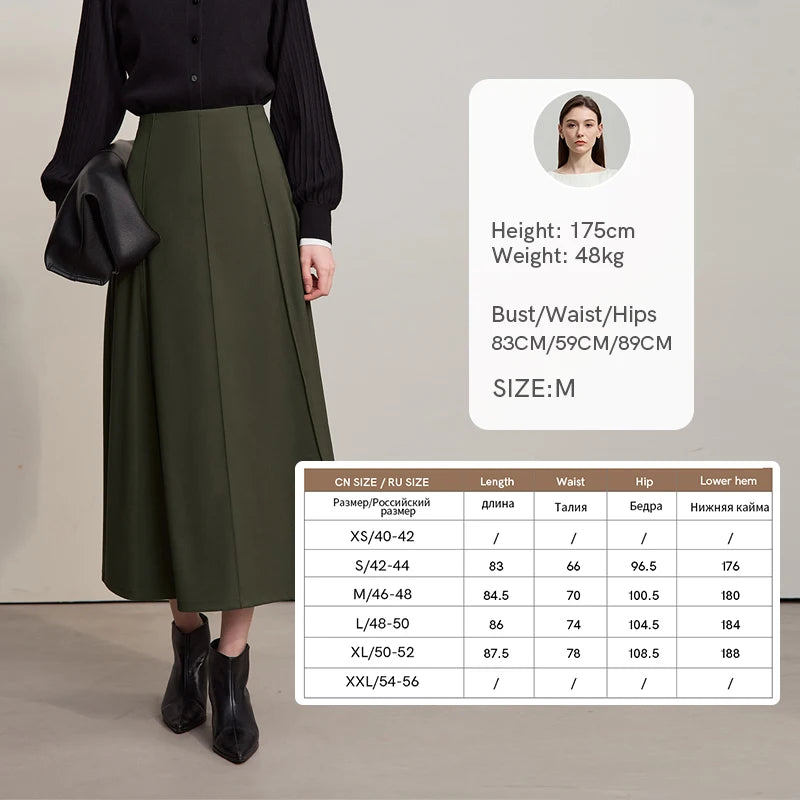 AMII Women's Skirt 2026 Autumn New Minimalist Solid Color Loose Skirts For Women Medium To Long Versatile A-shaped Skirt12524019