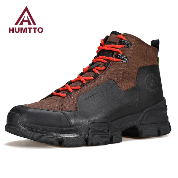 HUMTTO Breathable Boots for Men Genuine Leather Hiking Shoes Non-slip Trekking Men's Sports Shoes Winter Outdoor Safety Sneakers
