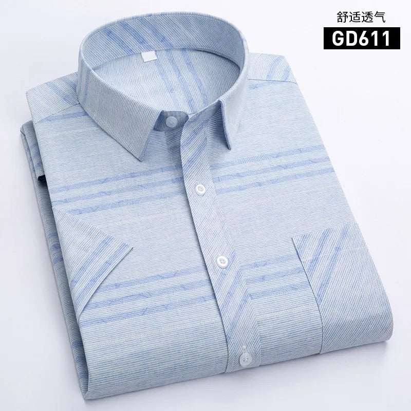 Men's Light Green Short-sleeve Printed Shirt; New Summer Style Purple Single-breasted Lapel Shirt; Asian Sizes,White, Blue, Red.