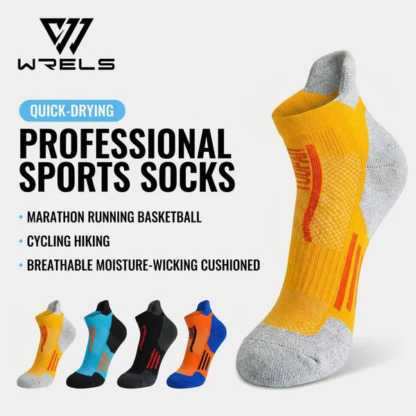WRELS 1/2/3 Pairs Athletic Ankle Socks Moisture Wicking Compression Socks Men Women Breathable Arch Support Outdoor Hiking Socks