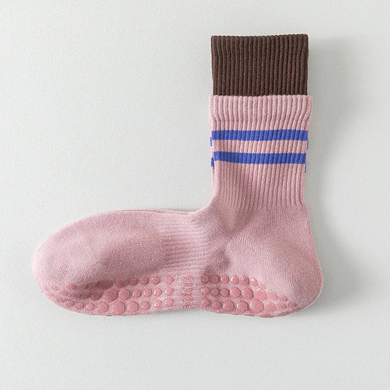 WRELS 1/2/3 Pairs Yoga Socks Non Slip Breathable Pilates Crew Socks Women Arch Support Moisture-Wicking Gym Athletic Grip Socks