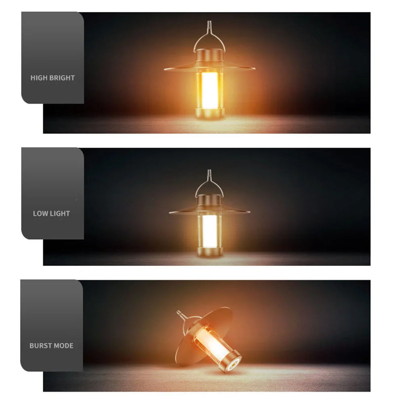 ភ្លើងតង់ LED សម្រាប់បោះតង់ ភ្លើងសង្គ្រោះបន្ទាន់ប្រភេទម៉ាញេទិក សាកថ្មបាន ប្រភេទ C ចង្កៀងបោះតង់ ភ្លើងព្យួរអាចបន្ថយពន្លឺបាន សម្រាប់ការធ្វើដំណើរក្រៅផ្ទះ