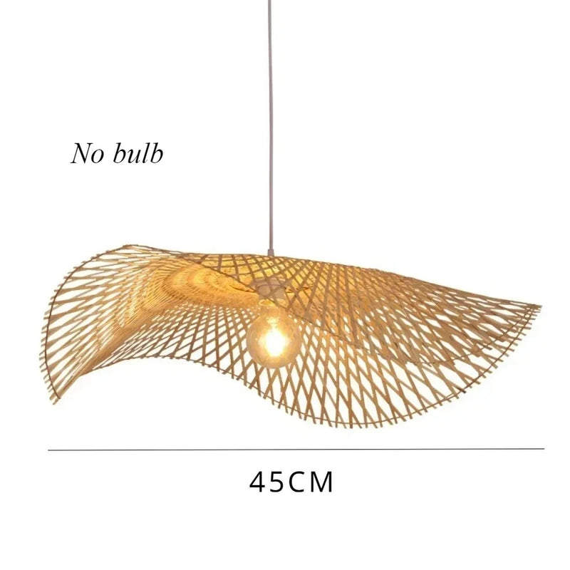 JOYINLED Handmade Bamboon Pendant Ceiling Lamp Dia.35/45/55 Rustic Style Chandelier Lighting for Dining Room Vintage Restaurant
