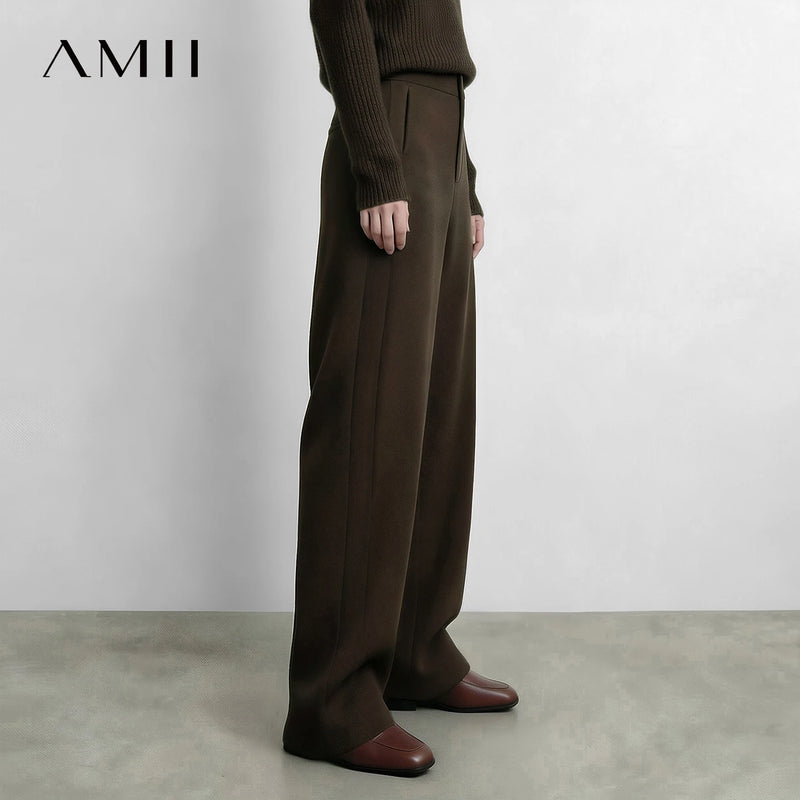 Amii Women's Scythe Pants Elastic Waist Loose Fit Slimming Warm Casual Commuter Versatile Winter 2026 Pants for Women 12644002