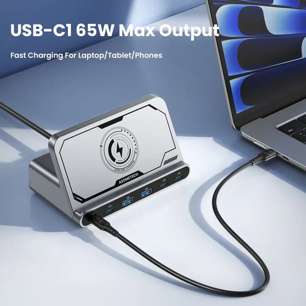 ស្ថានីយសាកថ្មឥតខ្សែ USB 160W ឆ្នាំងសាកឥតខ្សែ 65W PD PPS 45W GaN ឆ្នាំងសាករហ័សសម្រាប់ iPhone 15 14 Pro Samsung កុំព្យូទ័រយួរដៃថេប្លេត