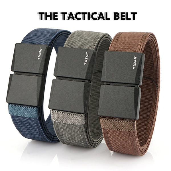 TUSHI Elastic Belt for Men Magnetic Buckle Alloy Quick Release Buckle Unisex Hiking Belt Military Tactical Belt Stretch Girdle