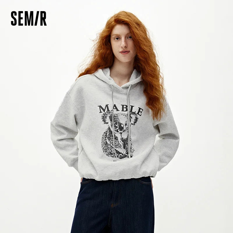 Semir Women Hoodie Fleece Lined Panelled Design Hooded Design Oversized Fit 2026 Winter Soft Comfort Casual Style Warm Layer