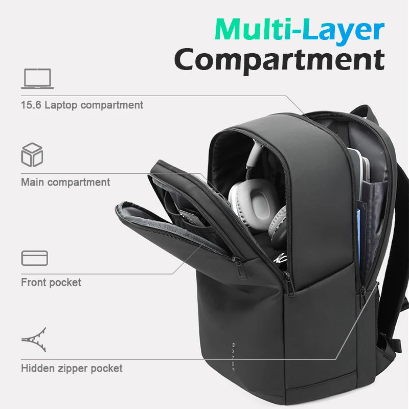 BANGE Men's Designer 15.6 inch Laptop Bag Waterproof School Bags for College Boys Male Business Sports Travel Backpack for Men