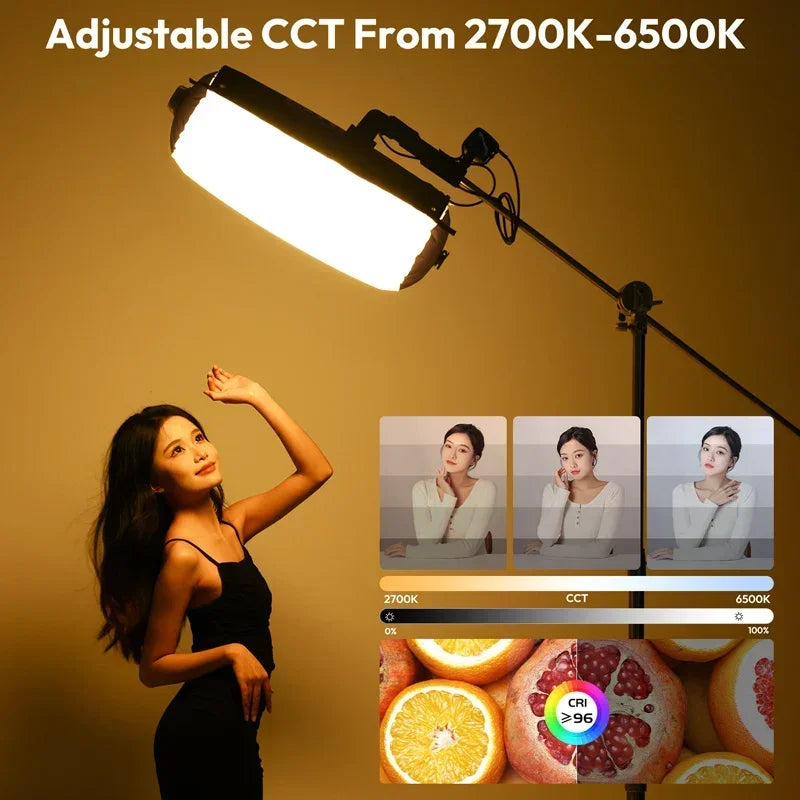 អំពូលភ្លើងបំពង់ខ្យល់ Ulanzi AL60 AL120 68W 136W បញ្ជាដោយកម្មវិធី អំពូល LED 2700K-6500K អំពូលដៃពីរពណ៌សម្រាប់ការថតរូប
