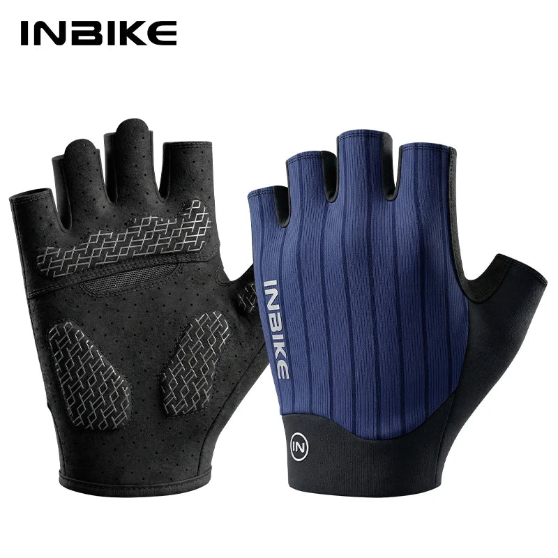 INBIKE Summer Cycling Gloves Men with Shock Absorbing Padding Breathable Half Finger Bicycle Gloves for for Road Bike MTB Biking