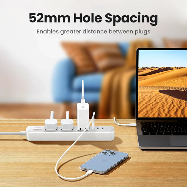 ឆ្នាំងសាក UGREEN 30W Desktop Charger Power Strip UK Plug Outlet Extension Adapter សម្រាប់ iPhone 17 16 Pro Max Xiaomi Wall Fast Charger AD DC