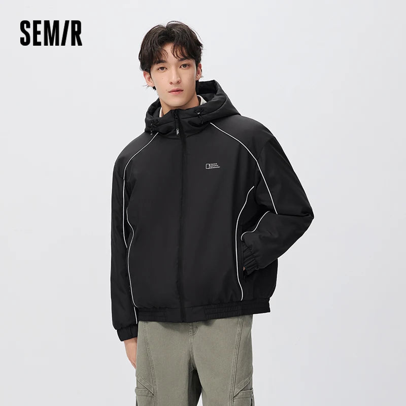 Semir Men Padded Jacket Loose Fit Drawstring Hooded 2026 New Winter Daily Wear Urban Casual Style Cold Weather Layering