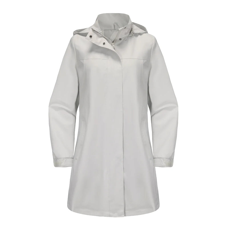 Women's Black Waterproof Hooded Jacket for Spring and Fall; The Hood Is Detachable; Available in Green, Red, Blue, Off-white.