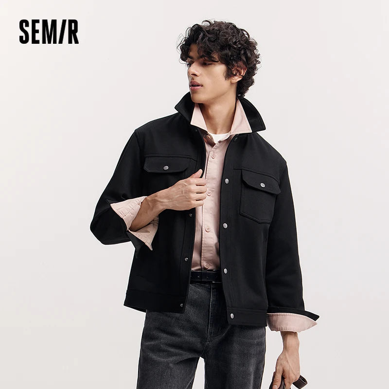 Semir Knitted Jacket Classic Turn Down Collar Men 2025 Spring Simple Style Casual Fashion Basic Daily Wear Outerwear