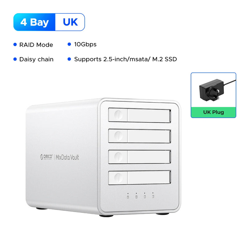 ORICO 2.5" M.2 NGFF SSD 10Gbps All-flash Disk Enclosure With Cooling Fan Multi-raid DAS Solution for Photographer Video Editor