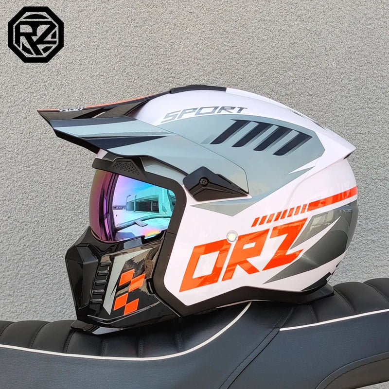DOT approves high-quality retro motorcycle helmet modular multifunctional combination helmet Black Warrior off-road full helmet