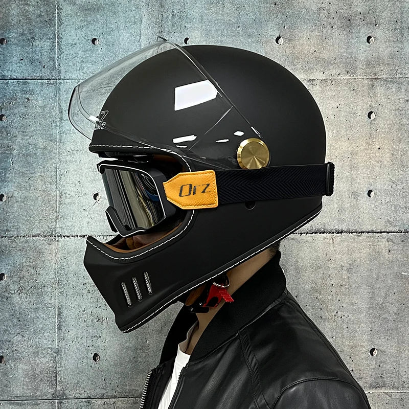 ORZ-MY83 Retro motorcycle helmet, retro coffee racing, full face, DOT certification, JET