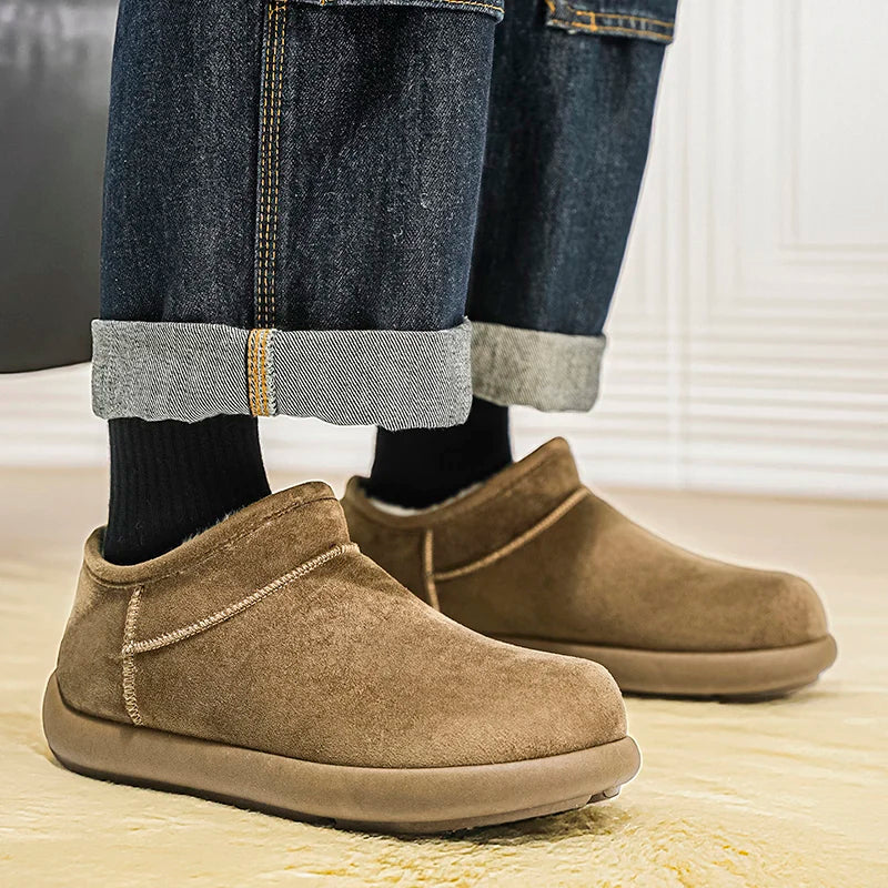 Men's high-quality slip on snow casual cotton shoes winter warm plush soft sole outdoor walking light comfort cotton slippers