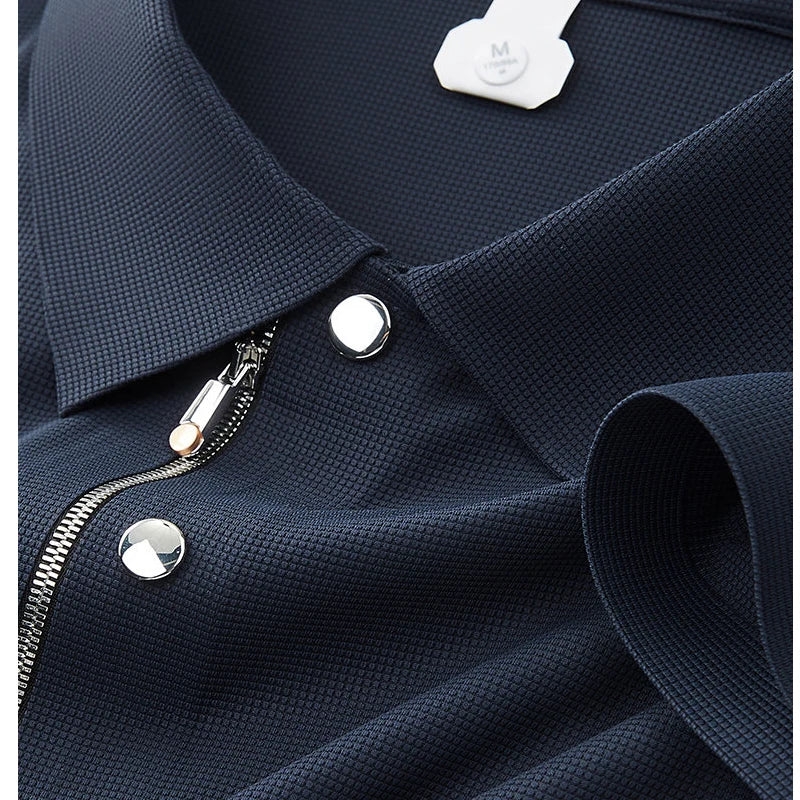 Men's  Waffle Ice Silk Polo Shirt - Cooling & Stretch, Slim Fit, Multi Colors  Breathable, Moisture-wicking  T-shirt.