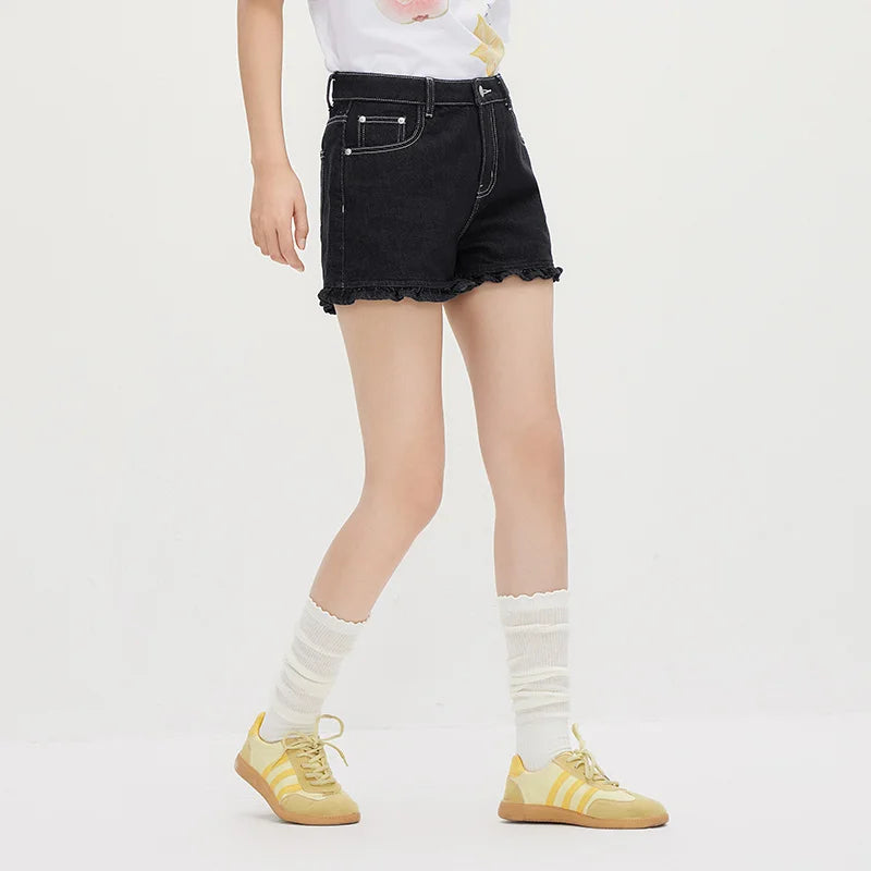 Semir Women Pants Denim Ruffle Trim Shorts Cool Stylish Minimalist Versatile A Line 2026 Summer Casual Top