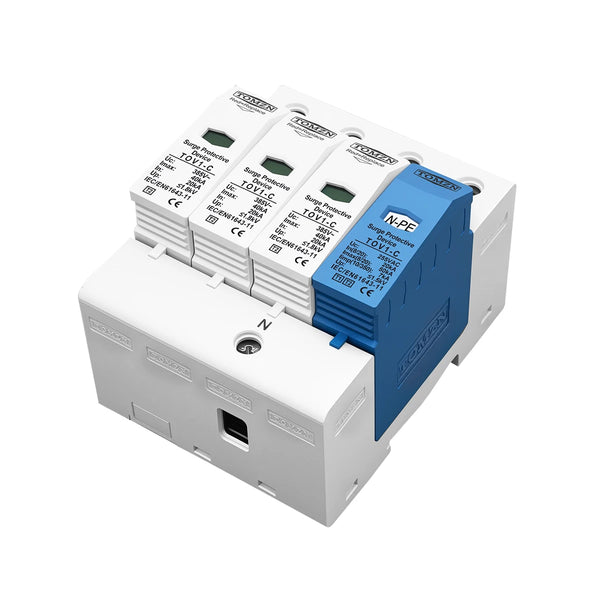 TOMZN AC SPD Din Rail 1P+NPE 3P+NPE 50KA T1 T2 385V 255V House Hold Surge Protector Protective Low-voltage Arrester Device