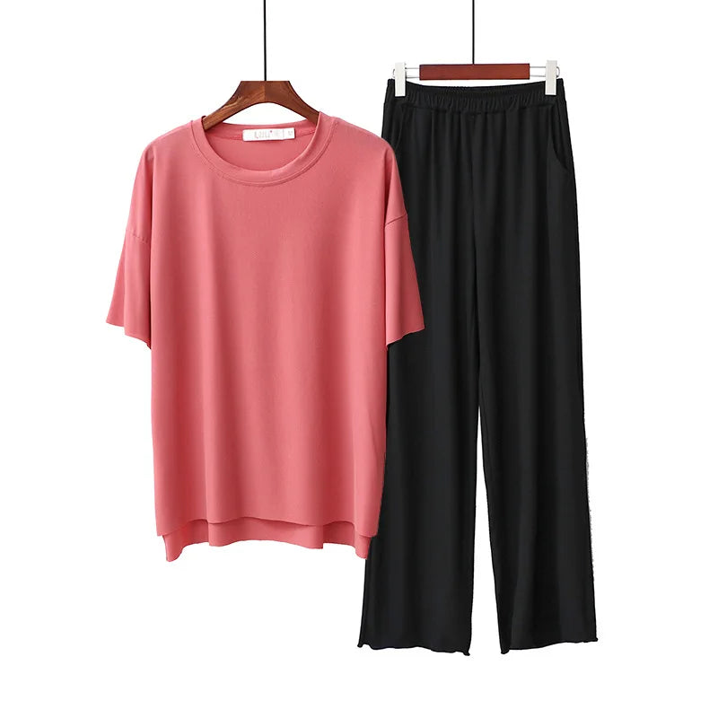 INS Style Comfortable Home Clothes For Women New Spring Summer Sleepwear Set Casual Loose Pajamas Female Nightwear Pijamas Suit