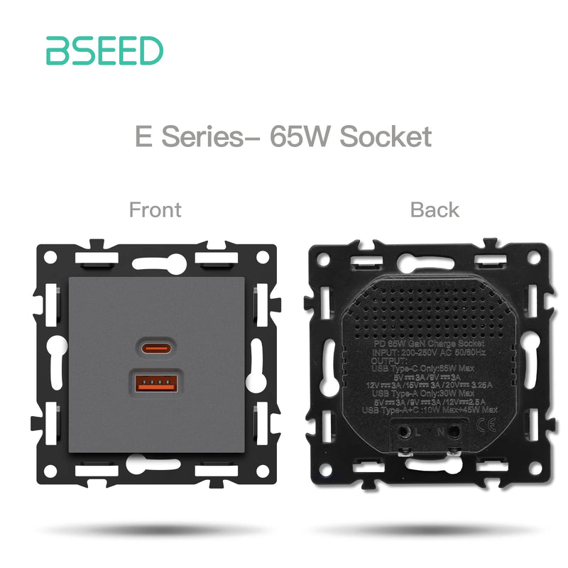 BSEED 1/2/3/4Gang Zigbee Click Switch Part Plastic Frame Smart Dimmer Curtain Switch Function DIY Part EU Smart Socket Parts