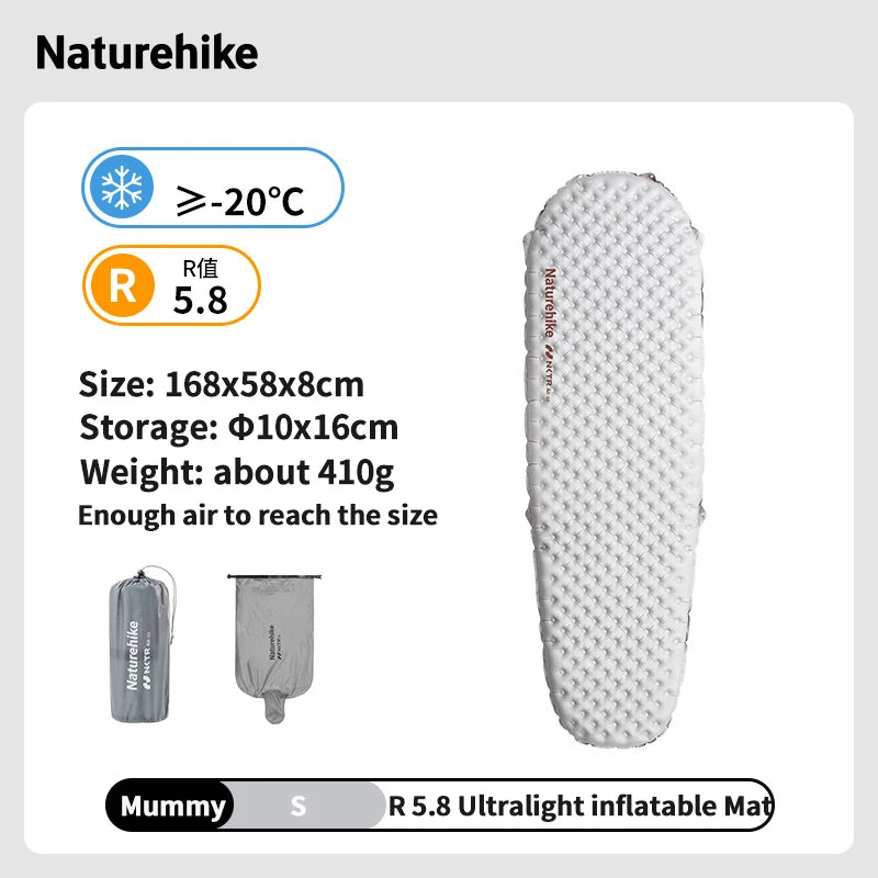 Naturehike Inflatable Mattress R 5.8 Outdoor Portable Foldable Tent Sleeping Single Pad Ultralight Hiking Travel Camping Mat