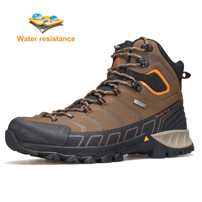 HUMTTO Waterproof Boots for Men Luxury Designer Outdoor Hiking Shoes Climbing Trekking Sneakers Leather Safety Mens Ankle Boots