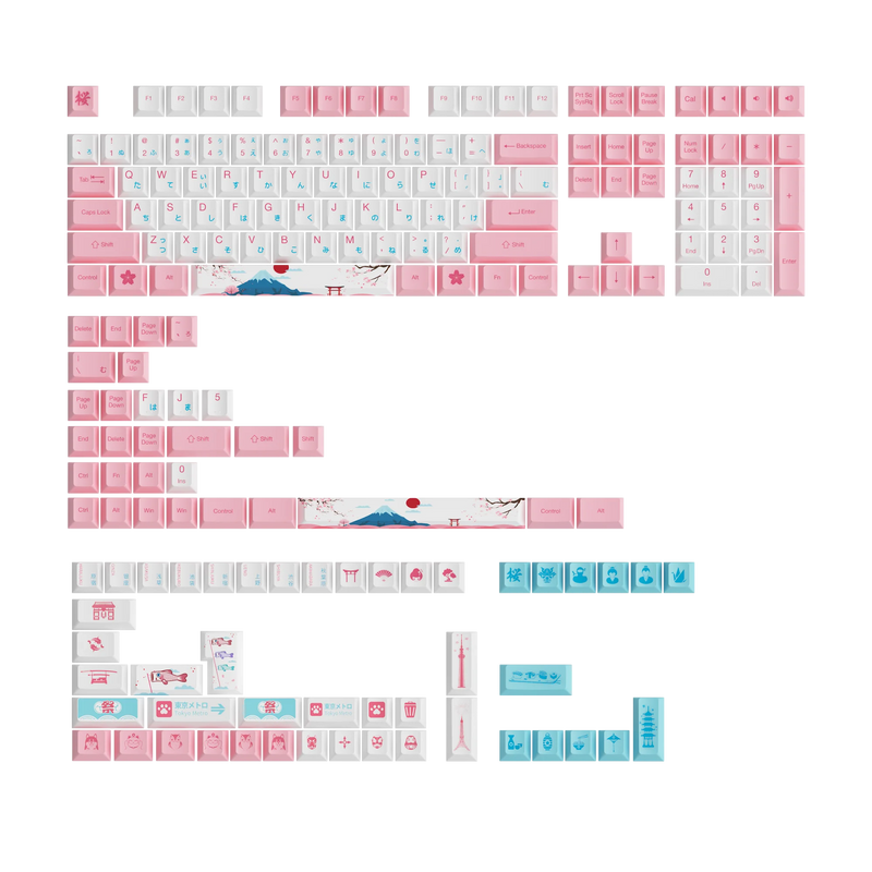 AKKO World Tour Tokyo R2 Multi-Language SE 185-Key Cherry Profile Keycap Set PBT Dye-Sublimation Full Keycaps Set
