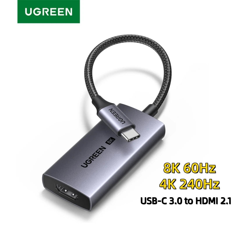 UGREEN USB C to 8K HDMI Adapter for Xiaomi MacBook Pro Air iPad Samsung Galaxy 8K/60Hz 4K/240Hz USB C to HDMI Converter Cable