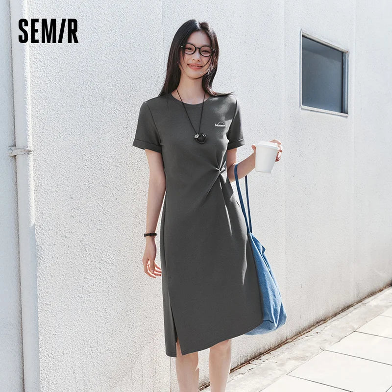 Semir Women Dress Twist 2026 Side Split Asymmetric Midi Urban Casual Everyday Style Soft Comfortable Daily Wear Trendy