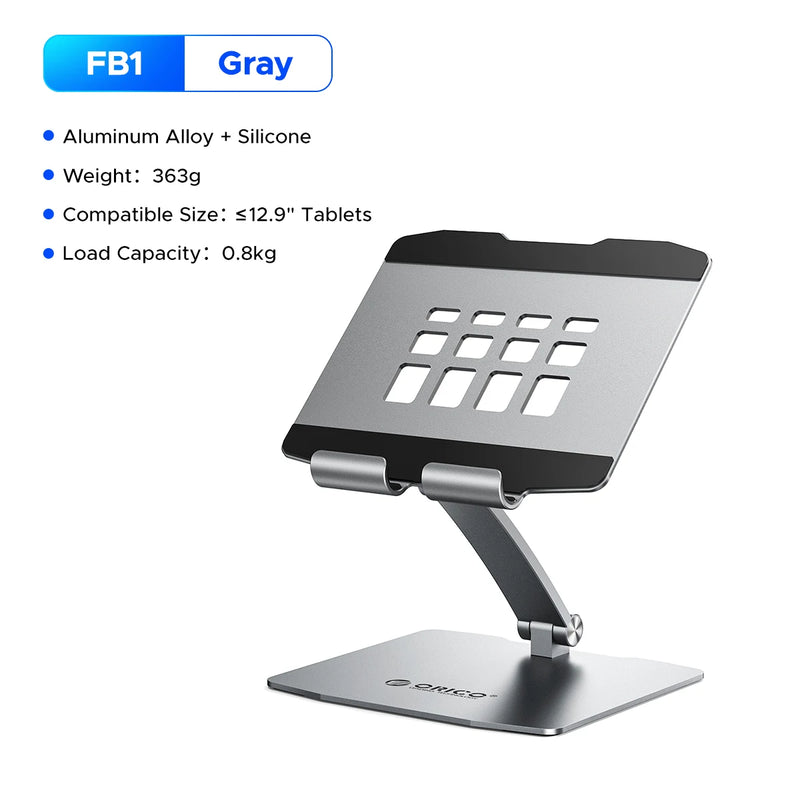 ORICO Multi-angle Adjustable Aluminum Tablet Stand Ergonomic Foldable Suitable for 12.9 Inch and Below Tablets