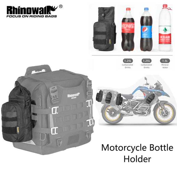 កាបូបដាក់ដបទឹកម៉ូតូ Rhinowalk ទំហំ 1.5 លីត្រ មានអ៊ីសូឡង់ កាបូបដាក់ដបទឹកម៉ូតូចល័ត វិធីសាស្ត្រ Rich Mount ជាមួយប្រព័ន្ធ Molle