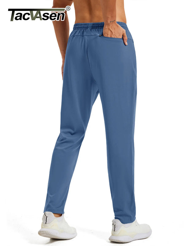 TACVASEN Men's Tapered Sweatpants with Zip Pockets Lightweight Quick Dry Running Jogging 4-Way Stretch Gym Track Athletic Pants