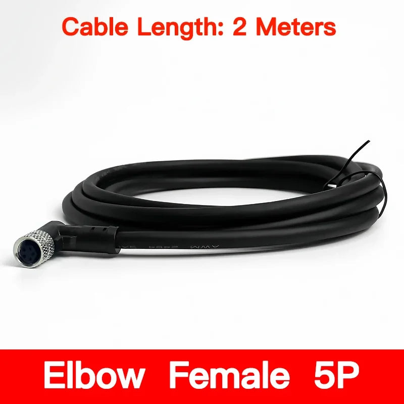 2Meters Waterproof M8 Sensor Connector, Male & Female 3/4/5/6/8 Pin, Integrated Injection Molding Industrial Cable Plug