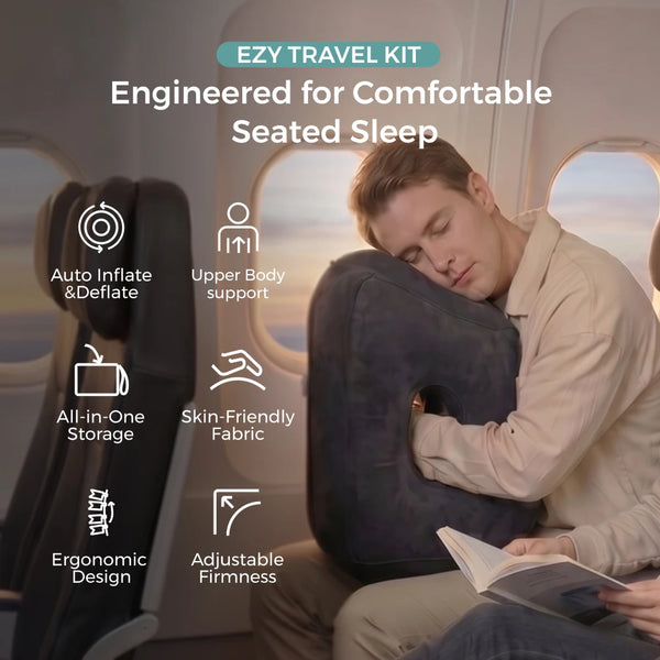 FLEXTAIL X VOLLYC Inflatable Travel Pillow with 700mAh Rechargeable Air Pump, Compact Portable Nap Pillow for Car,Train & Office