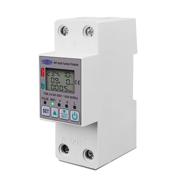 TOMZN 63A 110V 220V SmartLife WIFI Energy Meter Metering Circuit Breaker Timer with Voltage Current and Leakage Protection TUYA