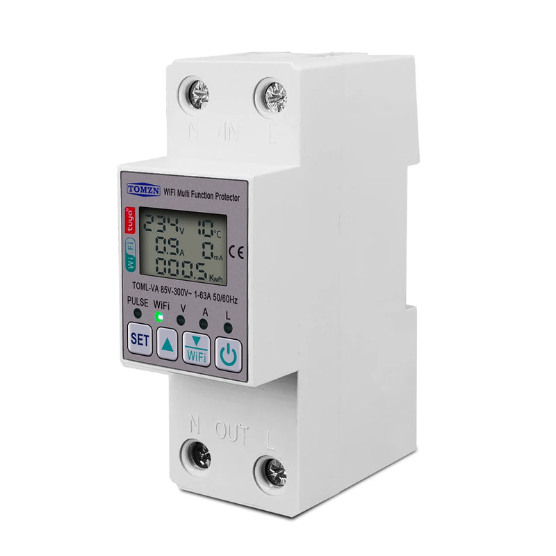 TOMZN 63A 110V 220V SmartLife WIFI Energy Meter Metering Circuit Breaker Timer with Voltage Current and Leakage Protection TUYA