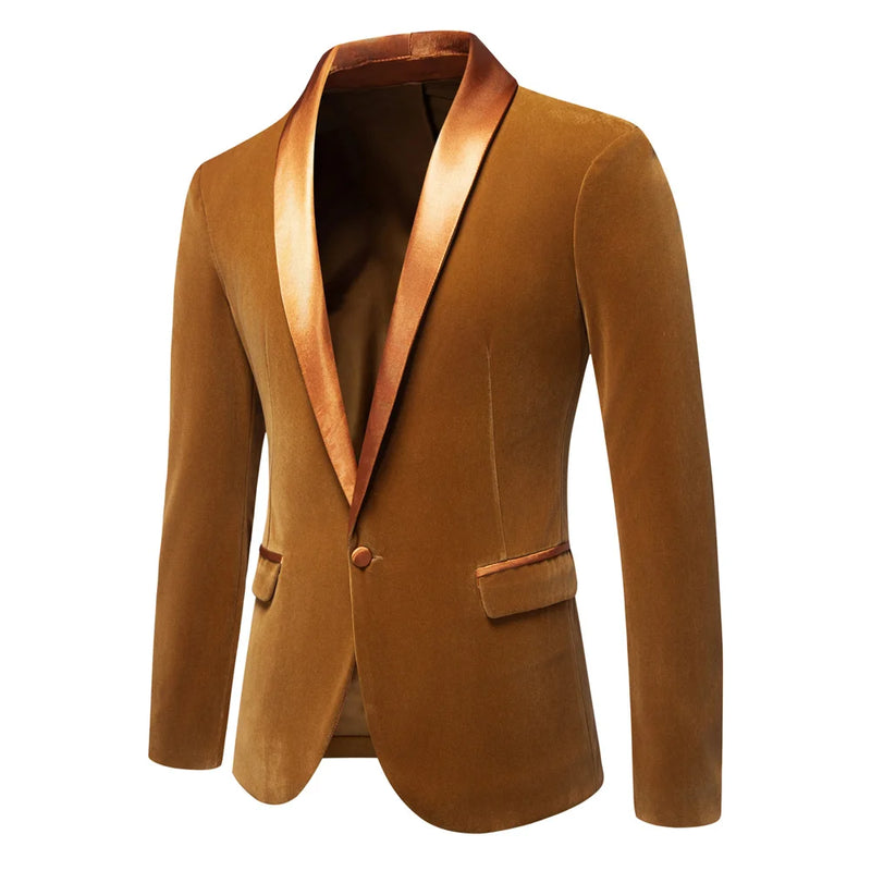 New Arrival: Men's Blue Long-Sleeve Blazer—a Corduroy, Notched-collar, Single-button Formal Jacket Perfect for Weddings, Parties