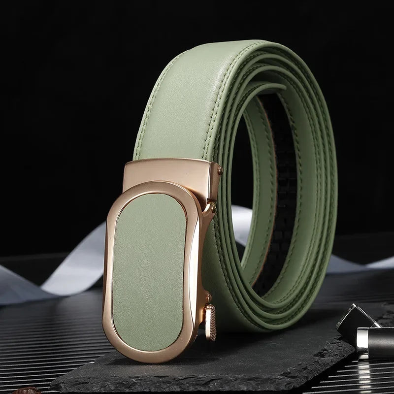 Gemstone Blue Belt for Men and Women Automatic Buckle Belts Fashion Casual Cinturon Female Waistband Green White Black Brown Red