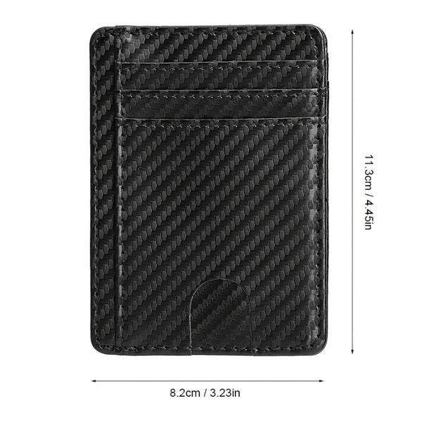 Slim Minimalist Wallet - PU Leather with Carbon Fiber Texture,Rfid-Blocking Credit Card Holder & Coin Pocket,Stylish & Compact