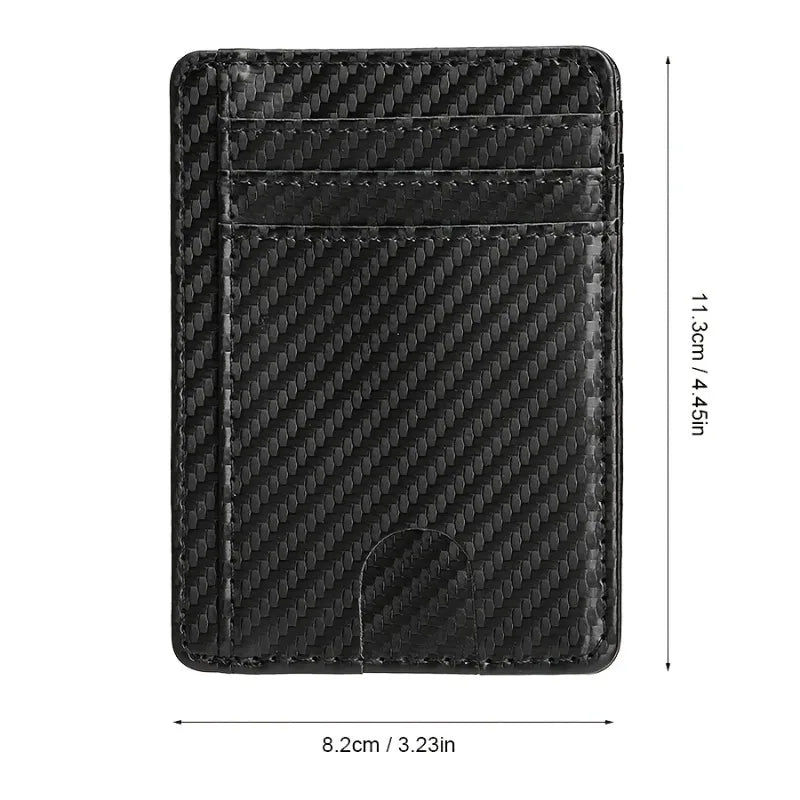 Slim Minimalist Wallet - PU Leather with Carbon Fiber Texture,Rfid-Blocking Credit Card Holder & Coin Pocket,Stylish & Compact