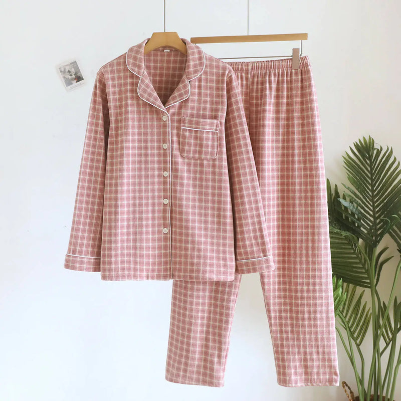 Plaid Pajamas Set Sleepwear Women Home Wear Autumn Winter New Couple Set Long Sleeves Pyjamas Suit Pijama Women Men Loungewear